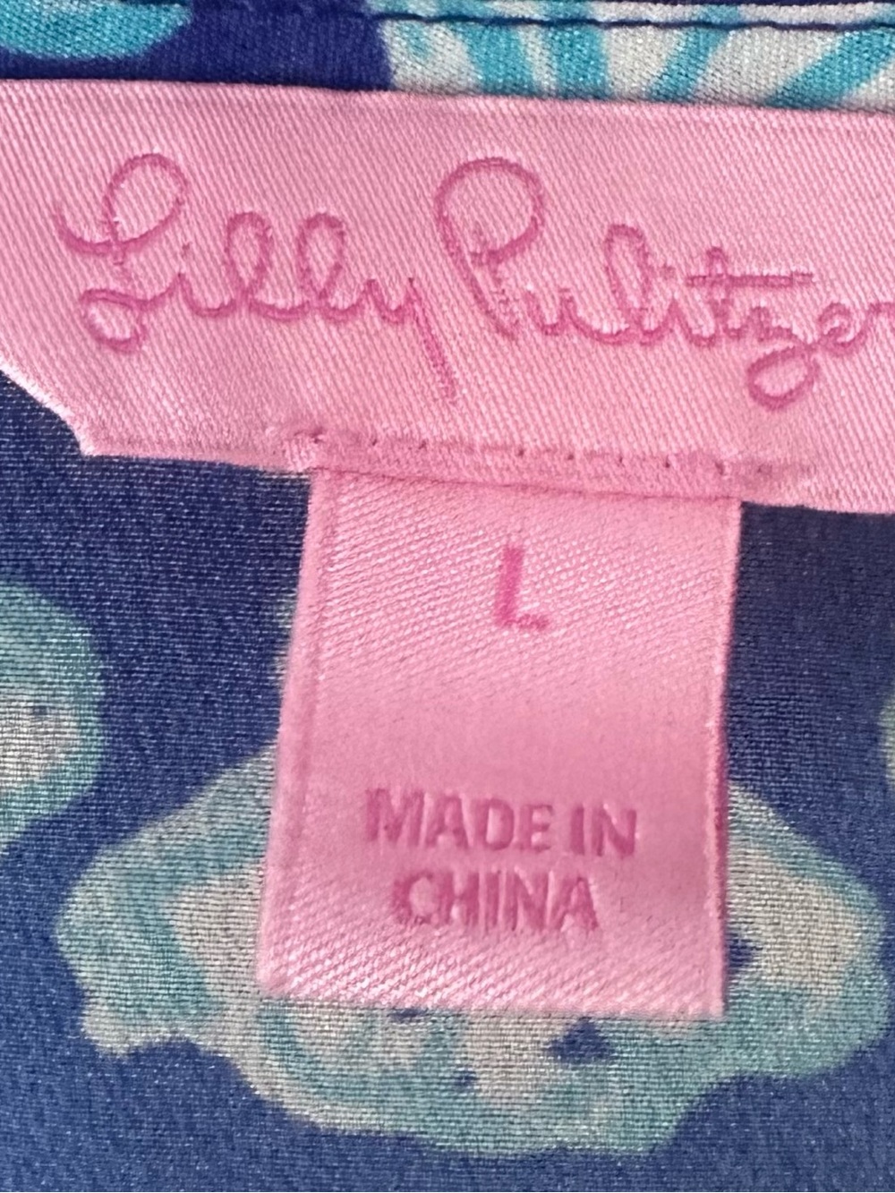 Lilly Pulitzer Renato Silk Tunic Top Brilliant Blue Tripped Out Large L Like New - Picture 3 of 4